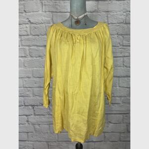 Match Point Minimalist Yellow Linen Blouse